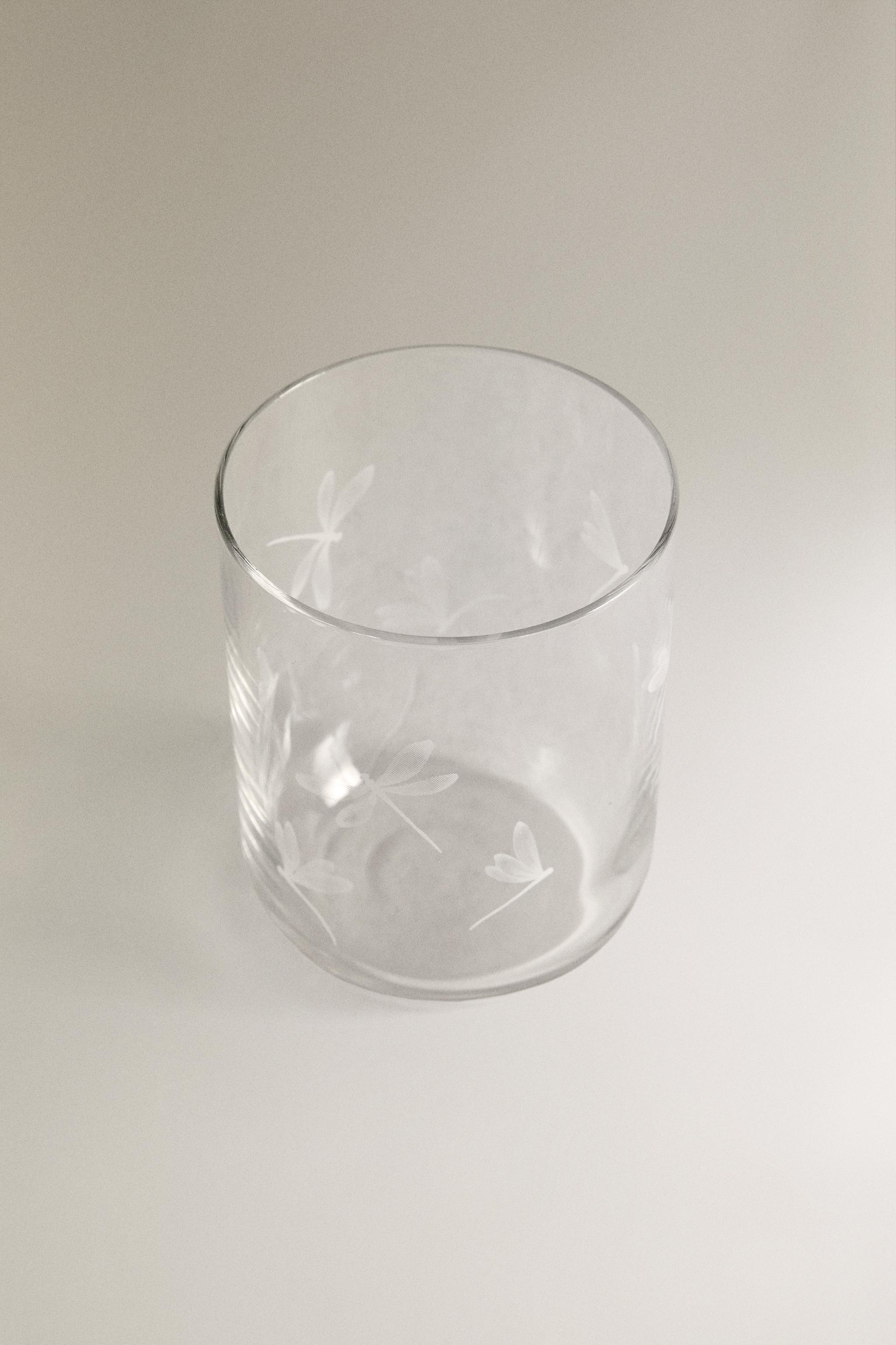 VERRE MOTIF LIBELLULE